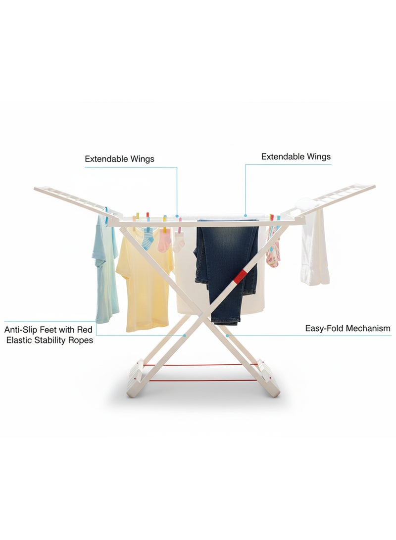 Plastic Forte PLASTICFORTE 20M Resin Clothes Drying Rack,Heavy-Duty FoldableLaundry Dryer Stand,Extra-Strong Resin Material, Rust-Free Indoor & Outdoor Drying Stand, Space-Saving, Stable, White Clothes Hanger Rack - Image 4
