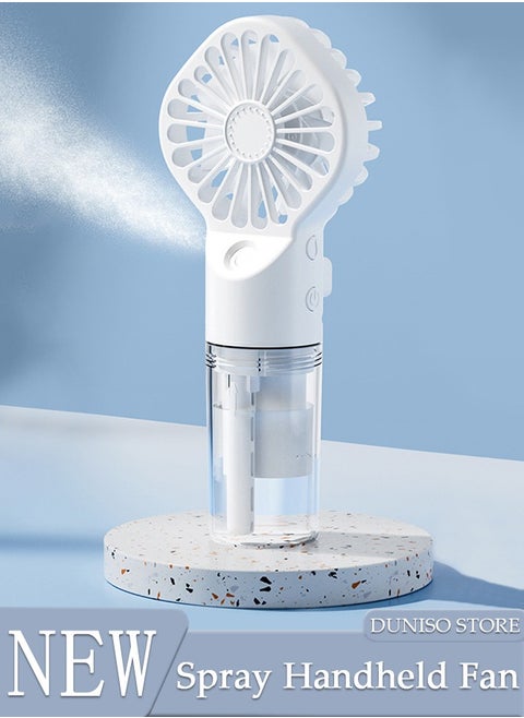 2in1 Multifunction Handheld Fan,Rechargeable Bracker Fan, Portable Quiet Humidifier with USB Charge 4 Speed Regulation for Home Office School