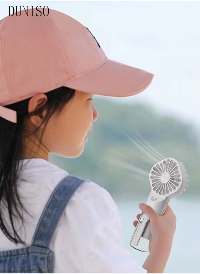 DUNISO - 2in1 Multifunction Handheld Fan,Rechargeable Bracker Fan, Portable Quiet Humidifier with USB Charge 4 Speed Regulation for Home Office School - Image 1