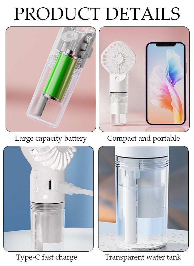 DUNISO - 2in1 Multifunction Handheld Fan,Rechargeable Bracker Fan, Portable Quiet Humidifier with USB Charge 4 Speed Regulation for Home Office School - Image 1