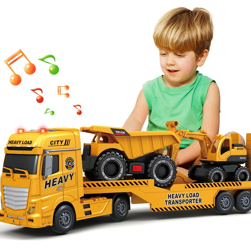 spring flower SpringFlower 3 4 5 6 Toddler Boy Toys 25 Construction Carrier Toy with Excavator and Dump Truck3 in 1 Truck Christmas Birthday Gifts for Kids 3 4 5 6 Years Old - Image 3