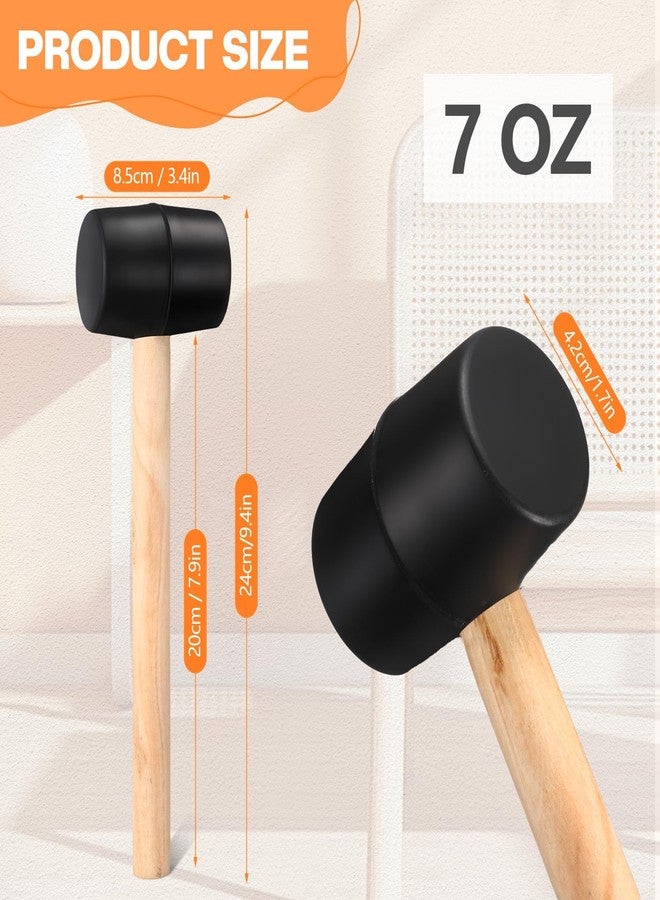 Leriton 12 Pieces 7 oz Rubber Mallet Hammer with Wood Handle Lightweight Soft Rubber Hammer for DIY Jewelry Leather Crafts Woodworking Camping Flooring Installation, Black - Image 2