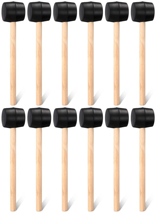 Leriton 12 Pieces 7 oz Rubber Mallet Hammer with Wood Handle Lightweight Soft Rubber Hammer for DIY Jewelry Leather Crafts Woodworking Camping Flooring Installation, Black - Image 1