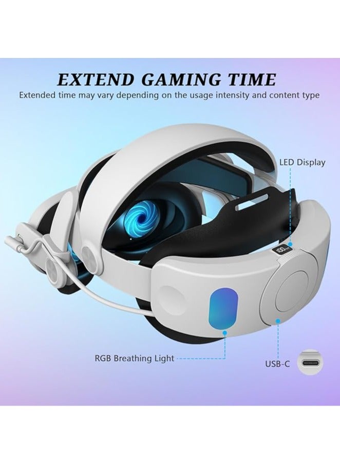 حزام رأس ميتا كويست 3 مع بطارية قابلة للتبديل، متوافق مع كويست 3 - بطارية قابلة للضبط بسعة 6000 مللي أمبير مع زر إطلاق بسرعة وعرض رقمي، حزام رأس لدعم محسن وزمن لعب مطول. - Image 4