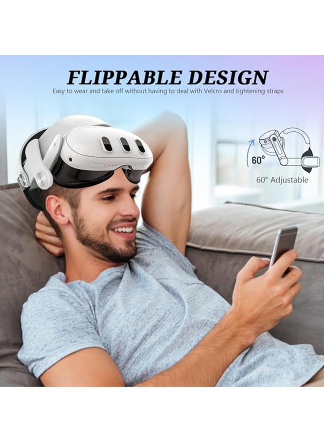 حزام رأس ميتا كويست 3 مع بطارية قابلة للتبديل، متوافق مع كويست 3 - بطارية قابلة للضبط بسعة 6000 مللي أمبير مع زر إطلاق بسرعة وعرض رقمي، حزام رأس لدعم محسن وزمن لعب مطول. - Image 3