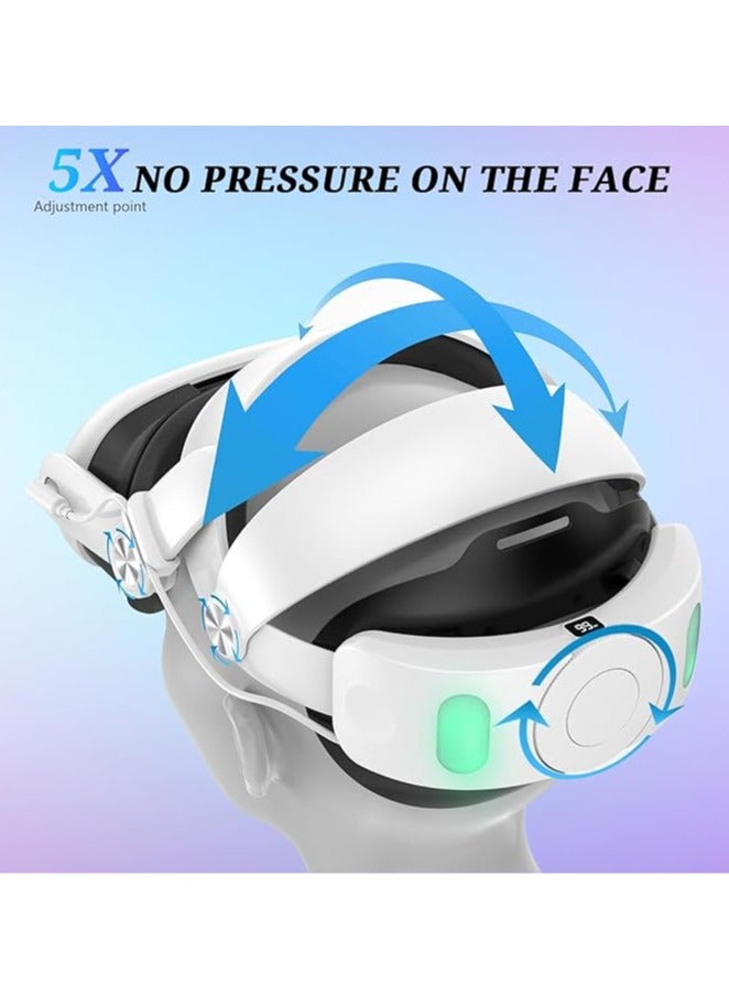 حزام رأس ميتا كويست 3 مع بطارية قابلة للتبديل، متوافق مع كويست 3 - بطارية قابلة للضبط بسعة 6000 مللي أمبير مع زر إطلاق بسرعة وعرض رقمي، حزام رأس لدعم محسن وزمن لعب مطول. - Image 2