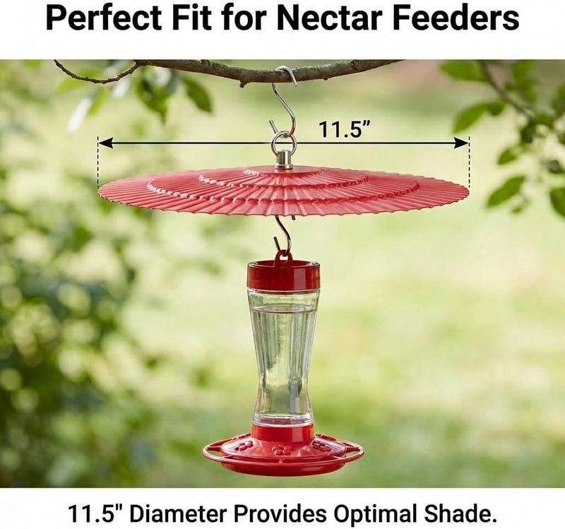 Eyrosa [2 Pack] 11.5" Metal Bird Feeder Rain Guard - Red Umbrella Cover Dome Shield - Value Set Weather Baffles for Hummingbird and Oriole Feeders - Image 5