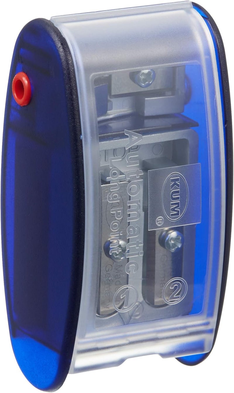 Kum AS2M (1053121), Long Point Sharpener, sharpens in 2 steps; 2 spare blades includes. With lead pointers for 2 mm and 3.2 mm. BLUE only - Image 1