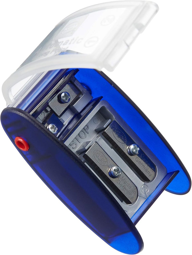 Kum AS2M (1053121), Long Point Sharpener, sharpens in 2 steps; 2 spare blades includes. With lead pointers for 2 mm and 3.2 mm. BLUE only - Image 2