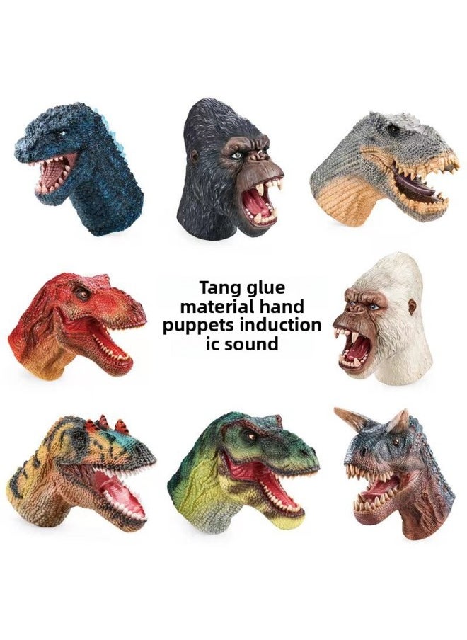 null - Hand Puppet Head Toy Simulation Dinosaur Animal Children's Gloves Induction Sound Interactive Toy Model Toy-Color:Torosaurus [bag + Elevator Card] - Image 1