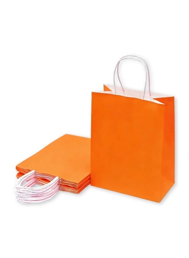 Trendiva Premium Orange Kraft Paper Gift Bags (Pack of 12) - Eco-Friendly Reusable Shopping Bags with Reinforced Twisted Handles for Birthdays, Weddings, Parties, and Retail Packaging - Medium Size - Image 3