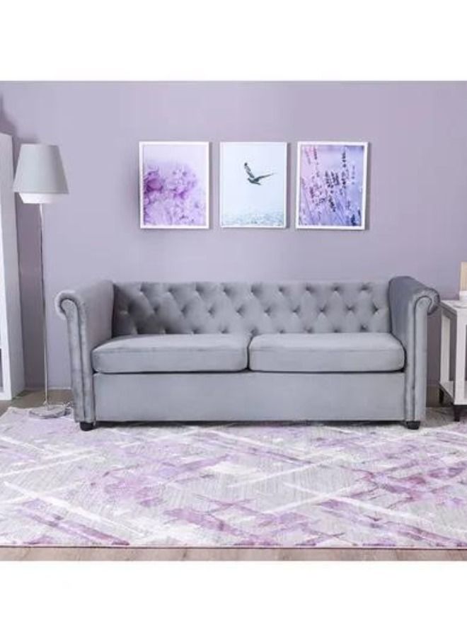 Maharat Al Bahar 3 Seater Fabric Sofa Wood Leg Grey 190x80x80 - Image 1