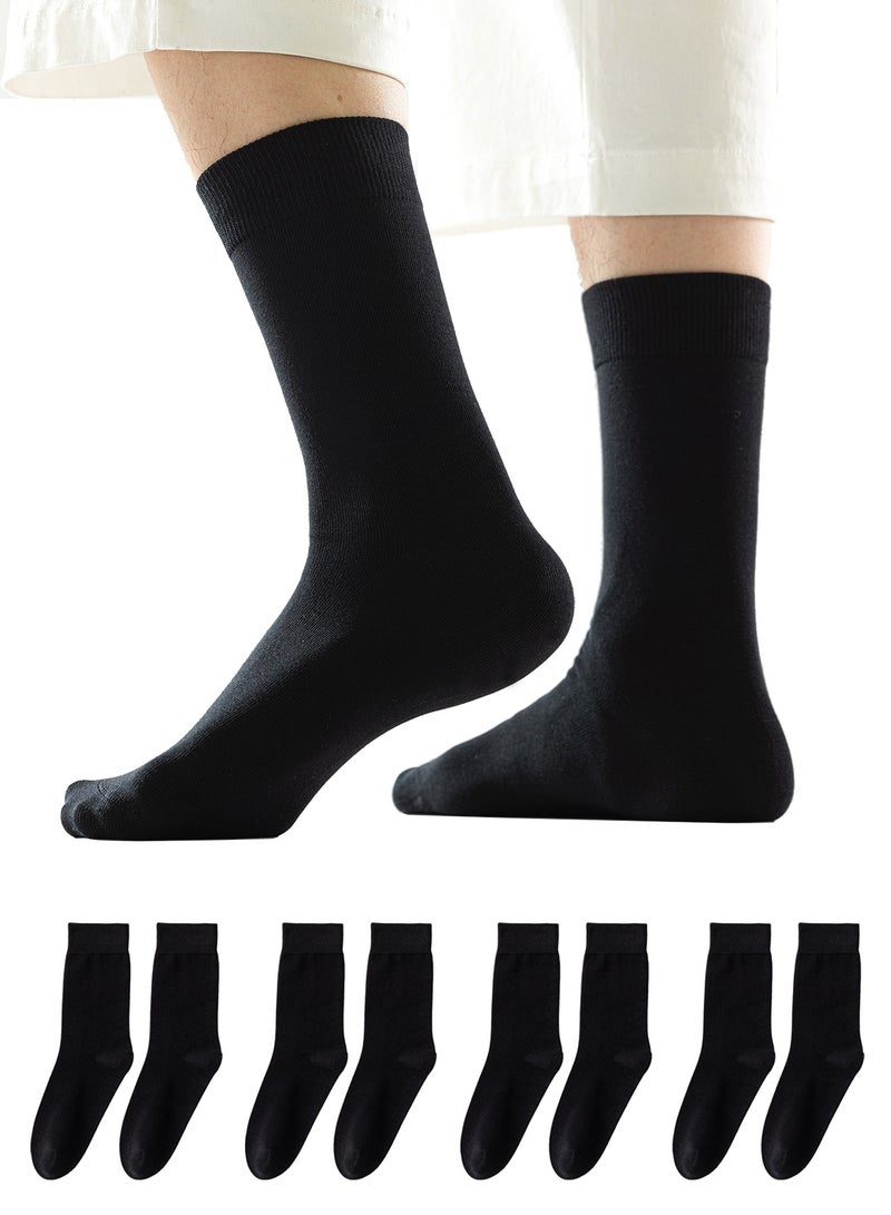 infino جوارب رجالية فاخرة من خليط القطن المضاد للبكتيريا (4 أزواج) - تتيح التهوية وطرد الرطوبة والتحكم في الروائح مع حماية درجة AAA للملابس الرسمية والعادية والرياضية - اللون الأسود - Image 1