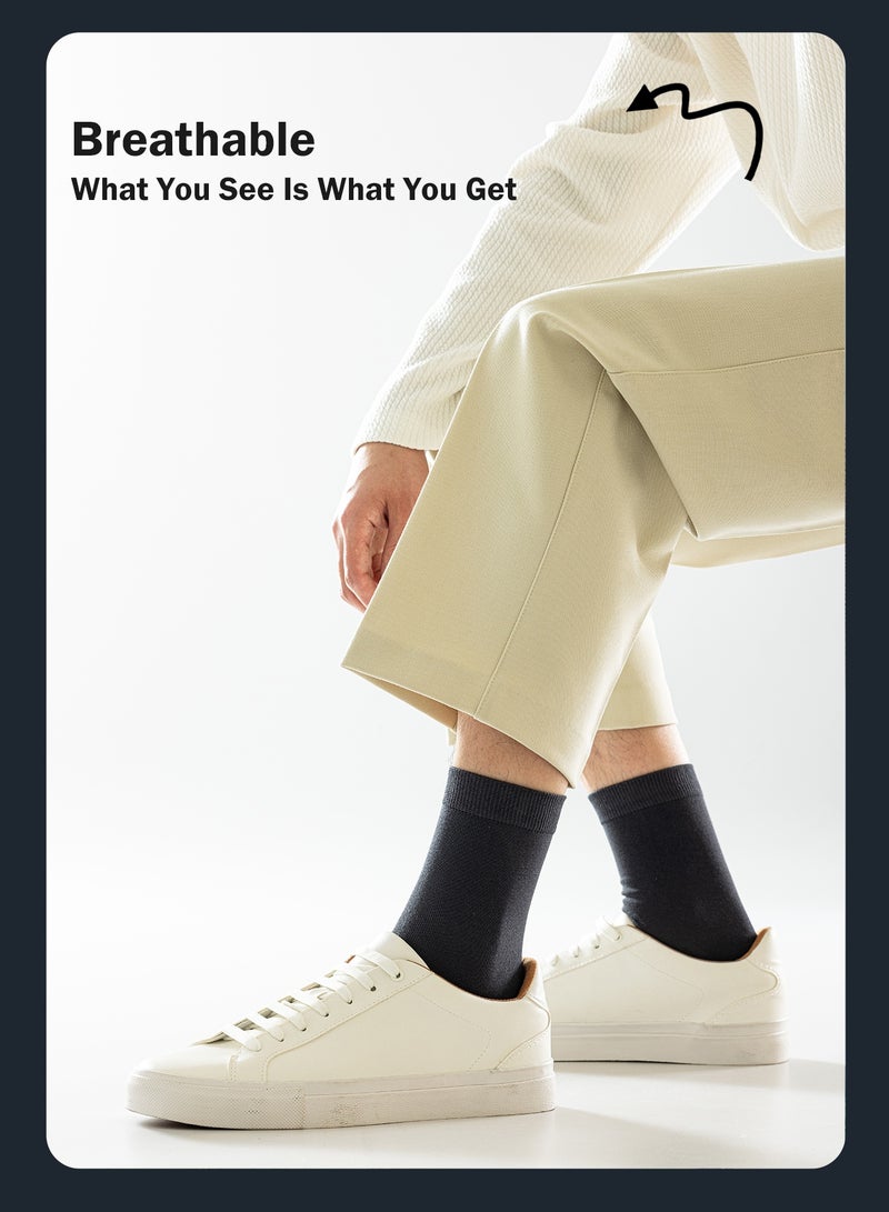 infino جوارب رجالية فاخرة من خليط القطن المضاد للبكتيريا (4 أزواج) - تتيح التهوية وطرد الرطوبة والتحكم في الروائح مع حماية درجة AAA للملابس الرسمية والعادية والرياضية - اللون الأسود - Image 3