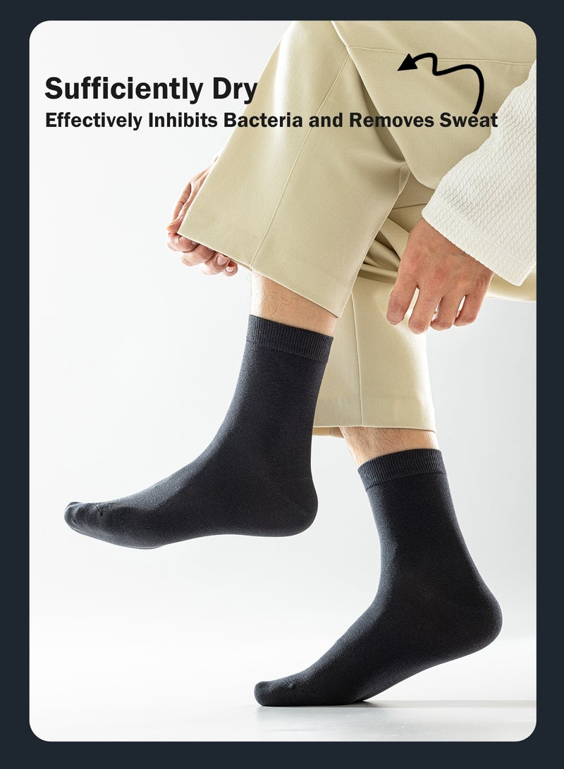 infino جوارب رجالية فاخرة من خليط القطن المضاد للبكتيريا (4 أزواج) - تتيح التهوية وطرد الرطوبة والتحكم في الروائح مع حماية درجة AAA للملابس الرسمية والعادية والرياضية - اللون الأسود - Image 4