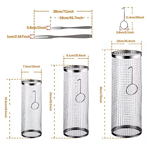 mancola BBQ Net Tube-Rolling Grilling Basket,Rolling Grilling Baskets for Outdoor Grilling,Round Stainless Steel BBQ Grill Mesh, Camping Barbecue Rack for Vegetables, French Fries, Fish - Image 2
