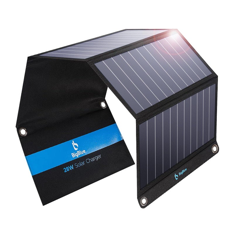Bigblue [Upgraded] BigBlue 3 USB Ports 28W Solar Charger(5V/4.8A Max), Portable SunPower Solar Panel for Camping, IPX4 Waterproof, Compatible with iPhone 11/XS/XS Max/XR/X/8/7, iPad, Samsung Galaxy LG etc.  - Image 1