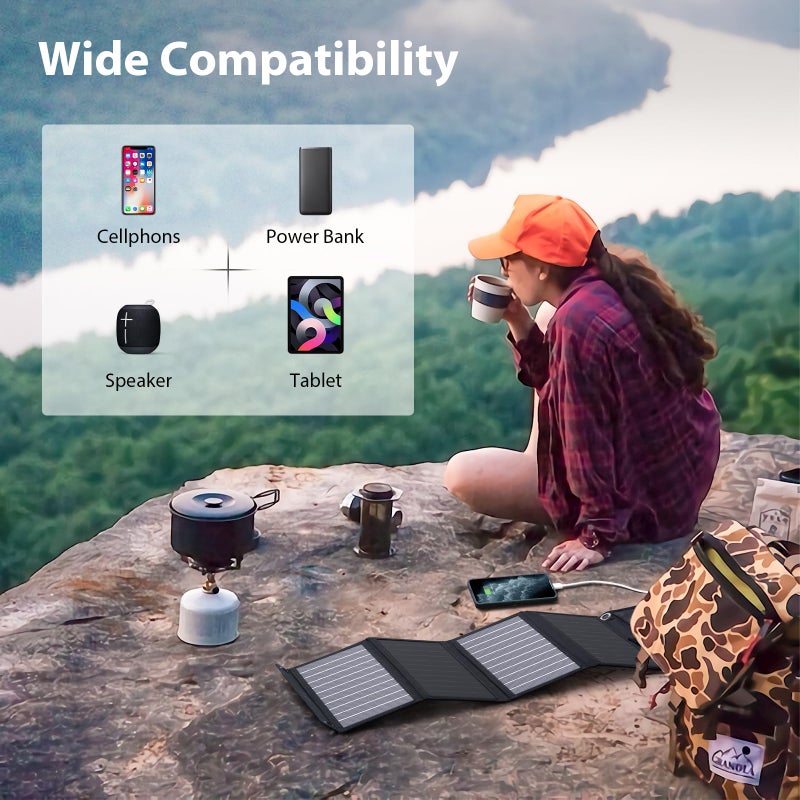 Bigblue [Upgraded] BigBlue 3 USB Ports 28W Solar Charger(5V/4.8A Max), Portable SunPower Solar Panel for Camping, IPX4 Waterproof, Compatible with iPhone 11/XS/XS Max/XR/X/8/7, iPad, Samsung Galaxy LG etc.  - Image 4
