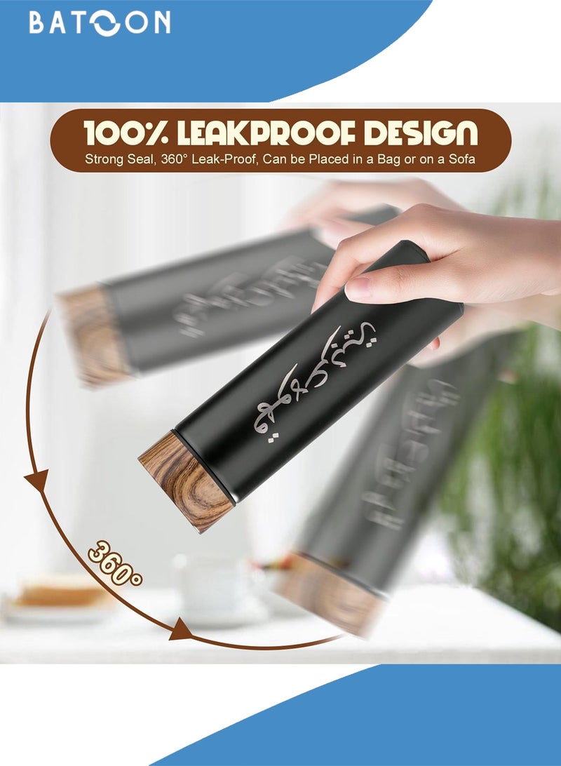 باتون طقم أكواب قهوة معزولة من 3 قطع، مع كوبين، وترمس قهوة عربية، وعلبة هدايا معزولة، تتضمن ترمسًا من الفولاذ المقاوم للصدأ سعة 500 مل، وكوبين قهوة مزدوجي الطبقة سعة 80 مل، مناسب للهدايا، وهدية لليوم الوطني السعودي. - Image 5