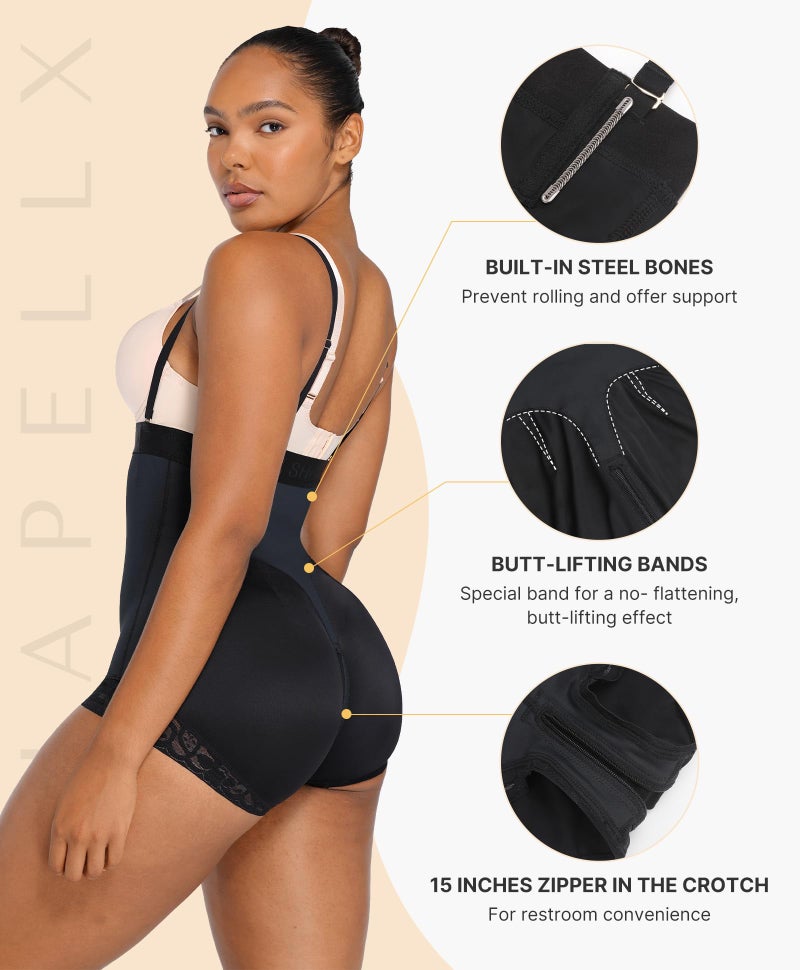 SHAPELLX Shapewear Bodysuit for Women Tummy Control Butt Lifting Body Shaper High Waist Trainer Panties Faja Shorts L - Image 5