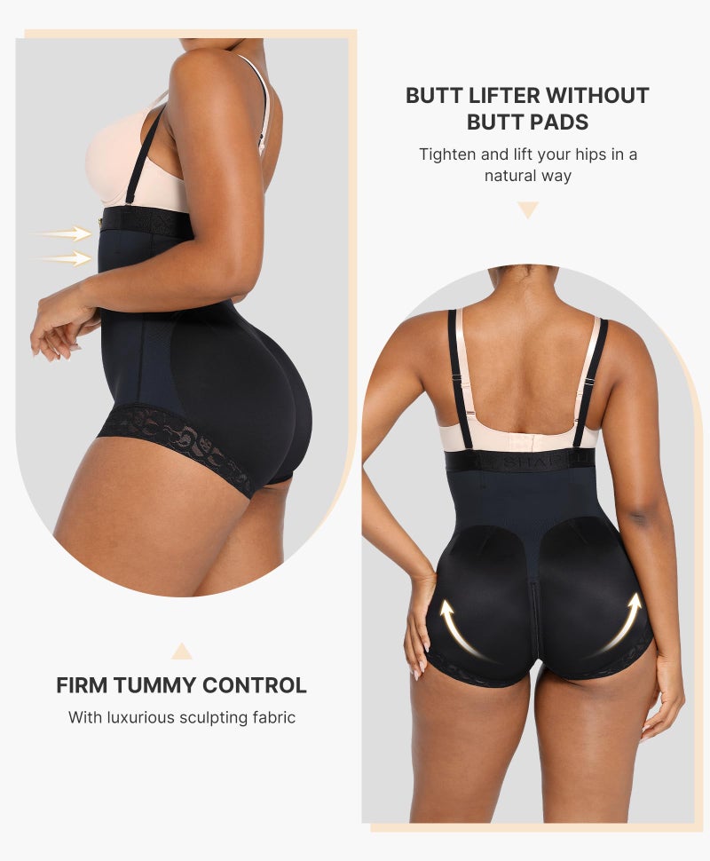 SHAPELLX Shapewear Bodysuit for Women Tummy Control Butt Lifting Body Shaper High Waist Trainer Panties Faja Shorts L - Image 2