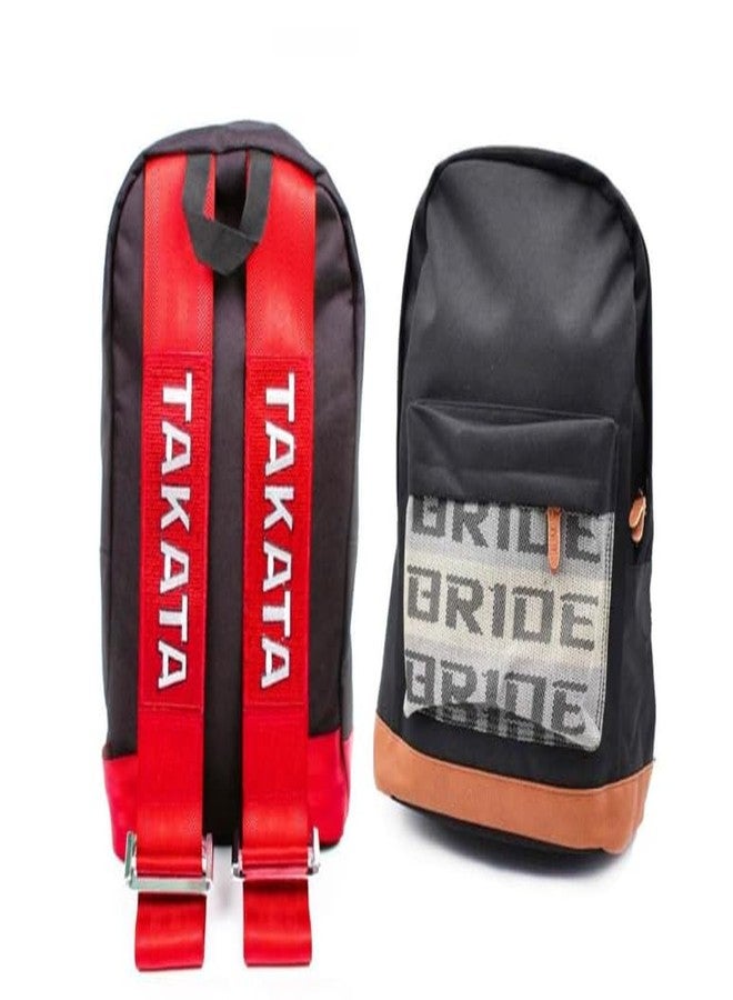 AUTO MT New Bride 1PC Racing Back pack with Red Takata Adjustable Racing Harness Wide Shoulder Straps Bagpack - Image 1
