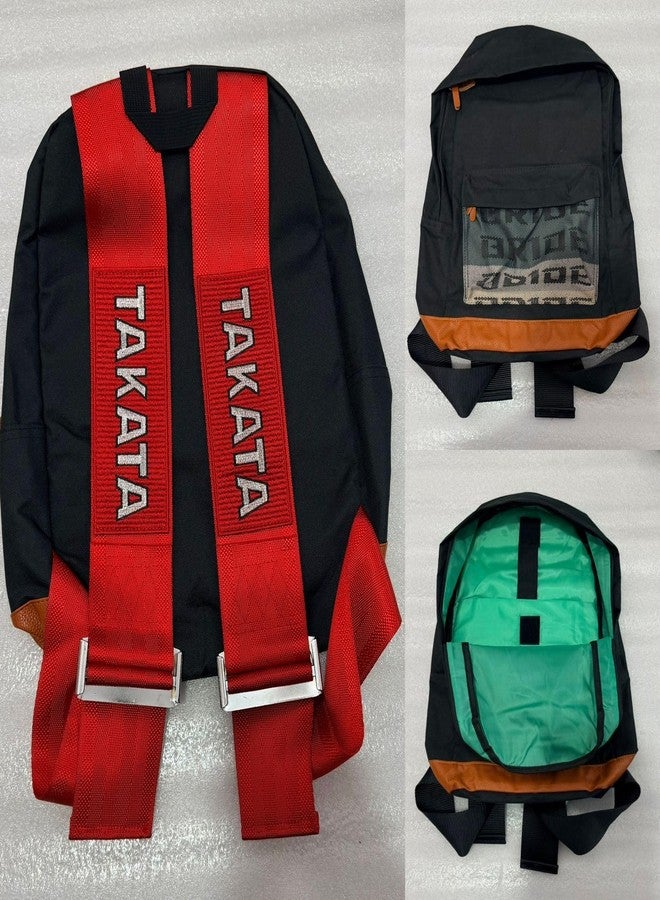 AUTO MT New Bride 1PC Racing Back pack with Red Takata Adjustable Racing Harness Wide Shoulder Straps Bagpack - Image 5