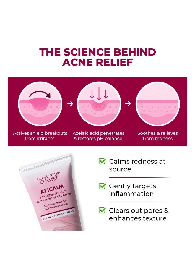 كيميائي واعي كريم حمض الأزيليك 10% من كونشيس كيميست® | 50 غرام | كريم للوجه للرجال والنساء، مرطب للبشرة المعرضة لحب الشباب، يخفف الاحمرار، يهدئ التهيج والالتهاب، مناسب لجميع أنواع البشرة - أزيكالم - Image 5