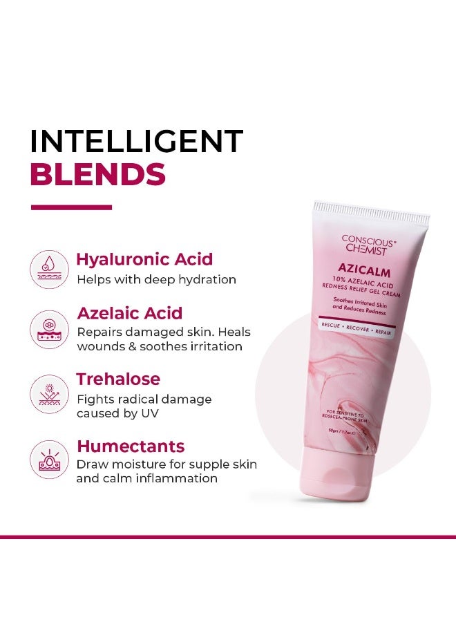 كيميائي واعي كريم حمض الأزيليك 10% من كونشيس كيميست® | 50 غرام | كريم للوجه للرجال والنساء، مرطب للبشرة المعرضة لحب الشباب، يخفف الاحمرار، يهدئ التهيج والالتهاب، مناسب لجميع أنواع البشرة - أزيكالم - Image 3