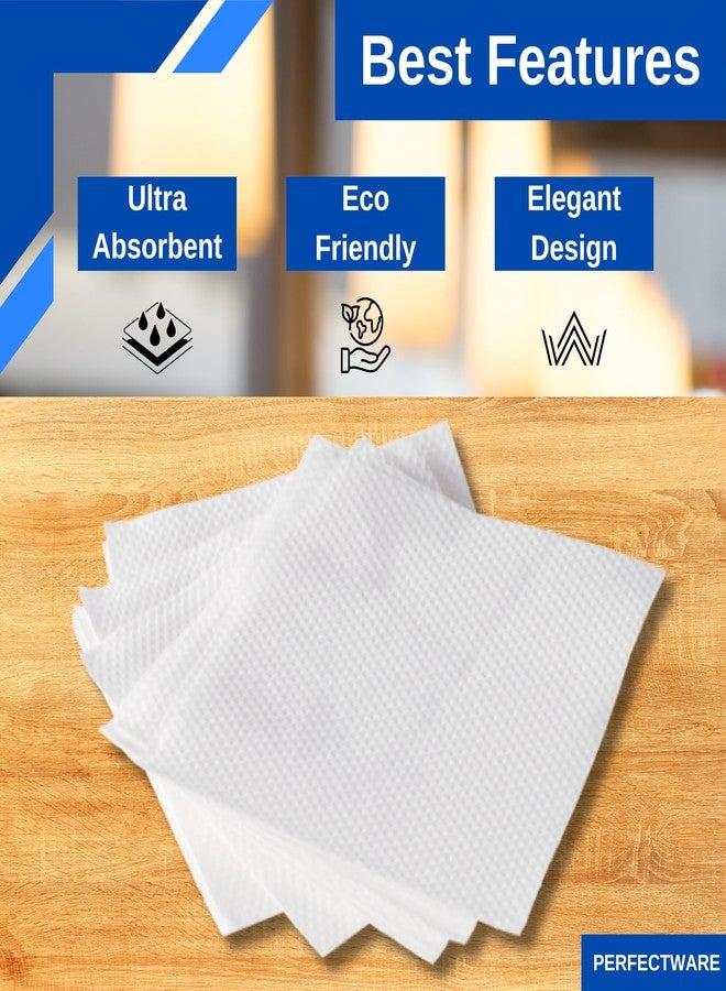 Perfectware 2 Ply White Beverage Napkins- Pack of 200ct, PW-2Ply White Bev-200 - Image 2