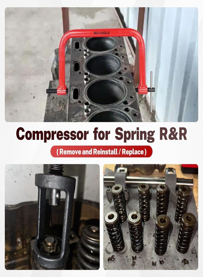 BILITOOLS مجموعة أدوات ضغط زنبرك الصمامات من بيليتولز، 13 قطعة، مع كماشة مانعة للتسرب لساق الصمام المستقيم، وأداة صقل/طحن الصمامات. - Image 3