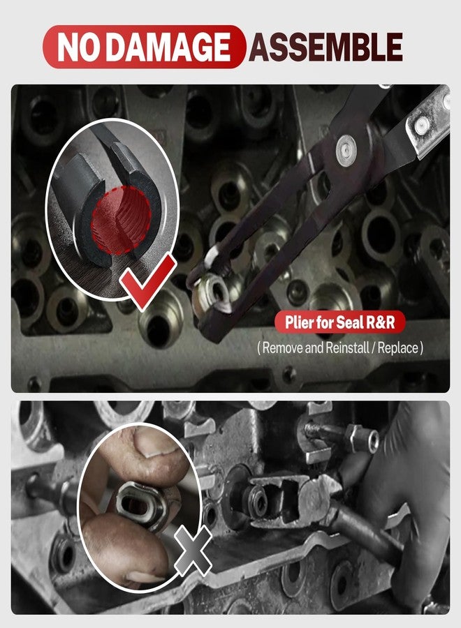 BILITOOLS مجموعة أدوات ضغط زنبرك الصمامات من بيليتولز، 13 قطعة، مع كماشة مانعة للتسرب لساق الصمام المستقيم، وأداة صقل/طحن الصمامات. - Image 4