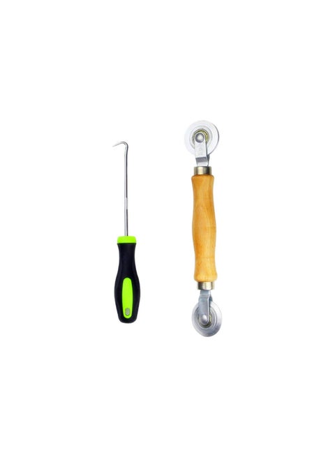 Tool 2pcs Screen Rolling Kit Screen Repair Roller and Screen Spline Remover Hook with Wooden Handle for Installing Window Door Screens Hotfix Hotfix Window Spline Roller