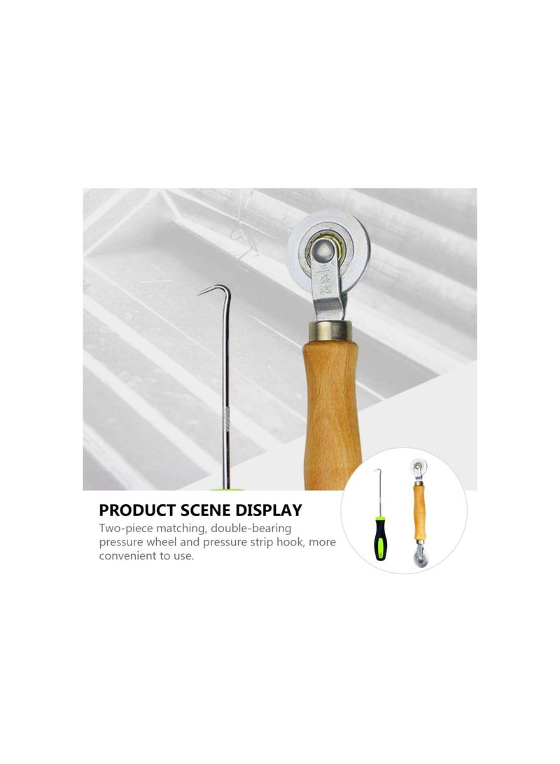 Tool 2pcs Screen Rolling Kit Screen Repair Roller and Screen Spline Remover Hook with Wooden Handle for Installing Window Door Screens Hotfix Hotfix Window Spline Roller