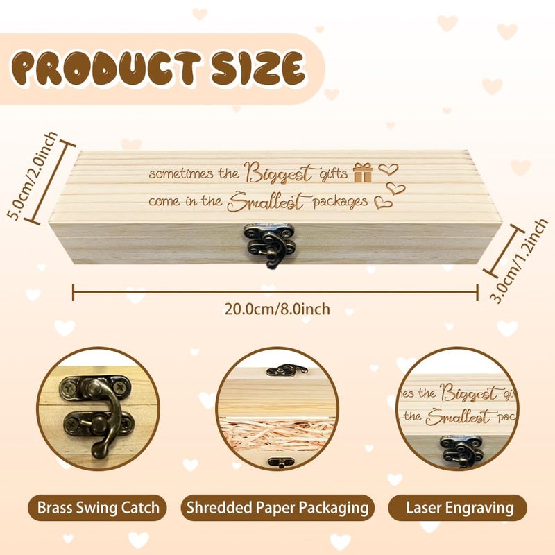 CHGCRAFT Pregnancy Wooden Announcement Gifts Pregnancy Test Keepsake Box Laser Engraving Box Surprise Announcement Gift with Raffia Ribbon to Husband Grandparents Parents 8x2x12inch - Image 3