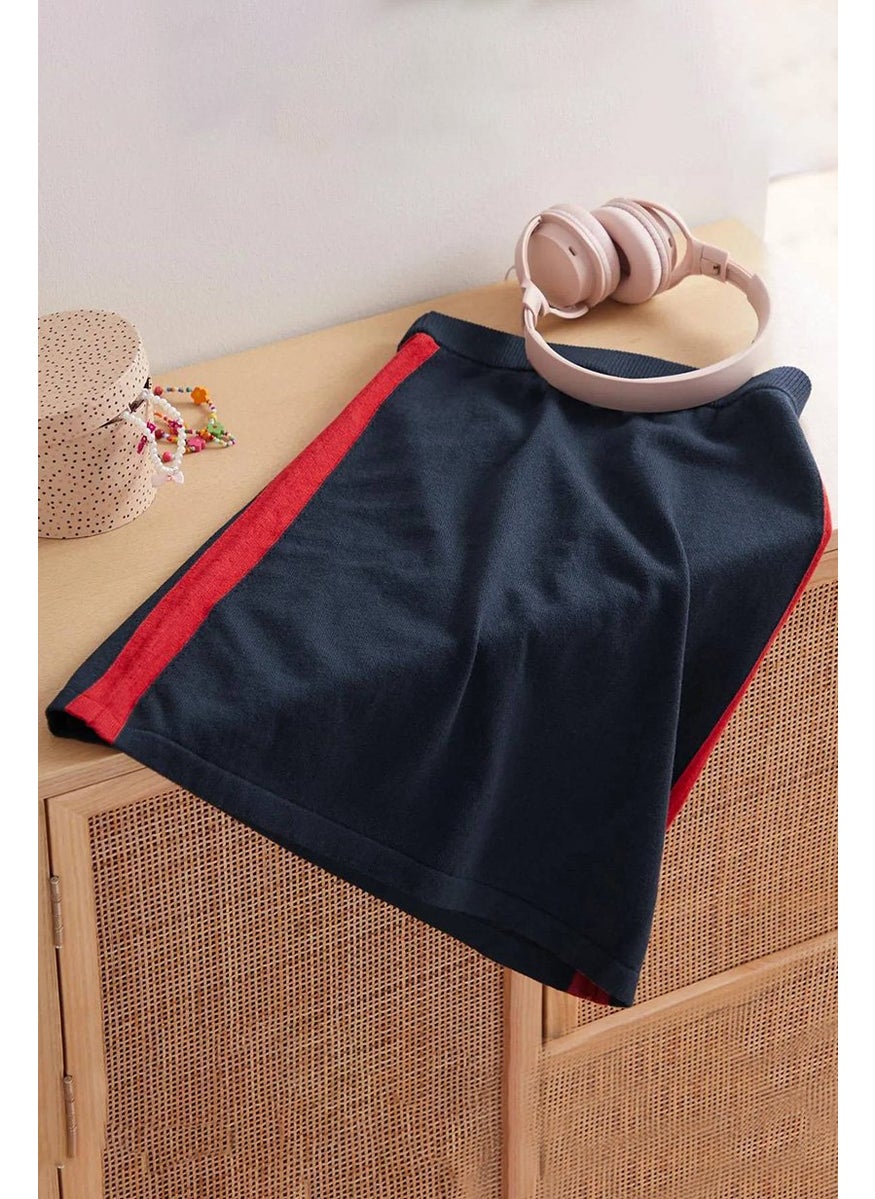 Tchibo Kid Girls Knitted A,Line Skirt, Navy and Red  - Image 1
