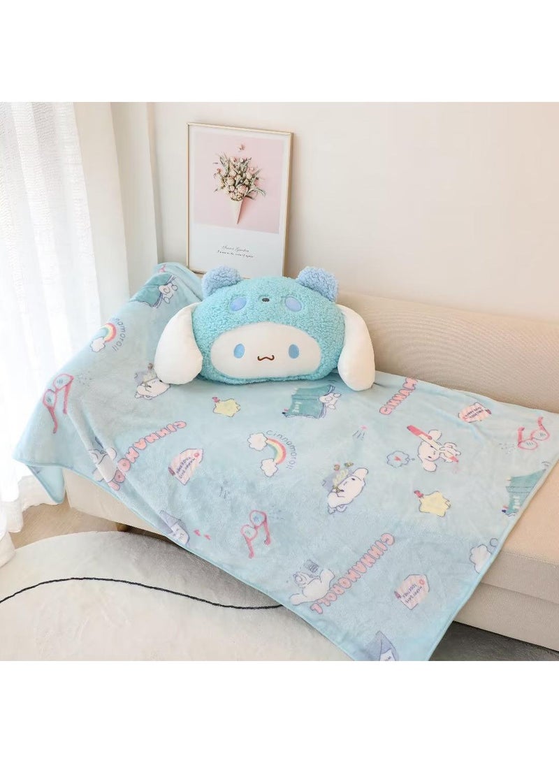 عام بطانية وسادة 2 في 1 ناعمة من سانريو سينامورول - وسادة قطيفة لطيفة وغطاء دافئ، هدية مثالية للفتيات، لقيلولة المكتب وهدايا أعياد الميلاد - Image 1