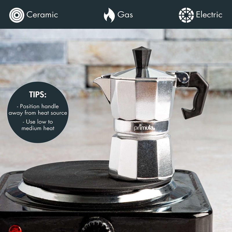 Primula Classic Stovetop Espresso and Coffee Maker, Moka Pot for Italian and Cuban CafÃ© Brewing, Greca Coffee Maker, Cafeteras, 1 Espresso Cup, Silver - Image 5
