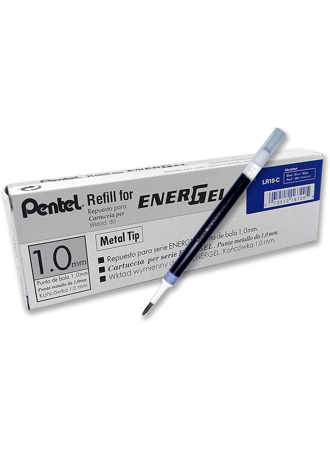 Pentel Refill Ink For Bl60 Energel Liquid Gel Pen 1.0Mm Metal Tip Blue Ink Box Of 12 Lr10 C 12 - Image 1