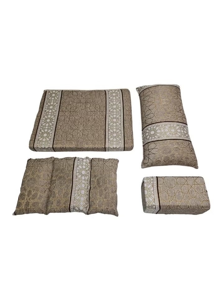 UNIKSAR Luxury 4-in-1 Arabic Majlis Floor Seating Set – Traditional Najdi Design – Soft Velvet Fabric – Indoor/Outdoor Floor Sofa Set – Mattress + Backrest + Armrest + Pillow - Image 5