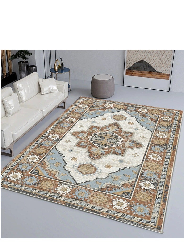 جولدن سجادة غرفة المعيشة سجادة عتيقة سجادة أرضية داخلية مطبوعة سجادة قديمة سجادة رقيقة قابلة للطي سجادة مميزة خفيفة الوزن غير قابلة للانزلاق لغرفة النوم وغرفة الطعام والمكتب (150 × 200 سم) - Image 2