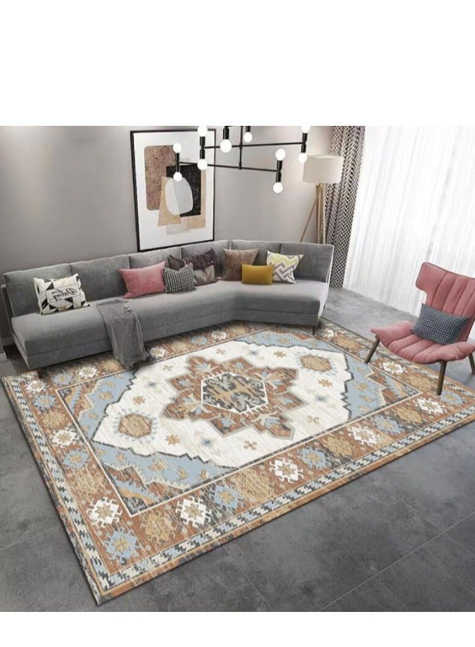 جولدن سجادة غرفة المعيشة سجادة عتيقة سجادة أرضية داخلية مطبوعة سجادة قديمة سجادة رقيقة قابلة للطي سجادة مميزة خفيفة الوزن غير قابلة للانزلاق لغرفة النوم وغرفة الطعام والمكتب (150 × 200 سم) - Image 4