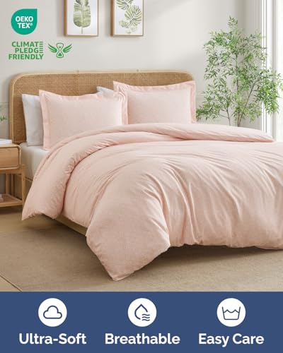 CGK Unlimited Duvet Cover Queen Size Set Extra Soft Floral Duvet Cover 90 x 90 with 2 Pillow Shams Comfy Cozy Breathable Floral Bedding Set Hotel Luxury Fade Free w Zipper Closures and Ties Pink Daisy - Image 3