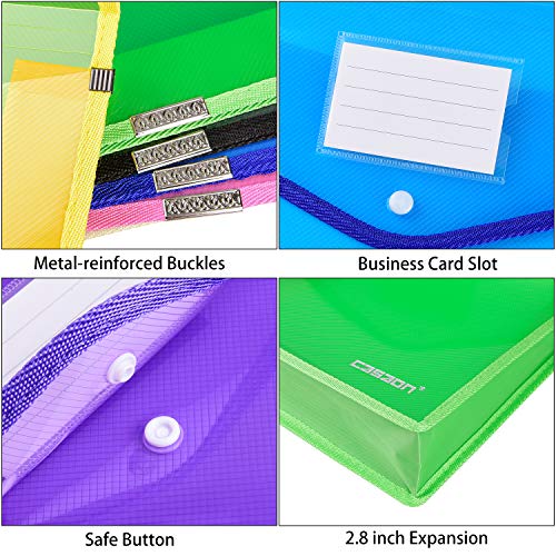 CASAON 7 Pack B4 Plastic File Folders Waterproof Transparent Expandable File Folder - Purple&Pink&Yellow&Green&White&Blue&Black - Image 3