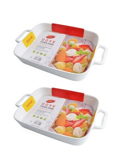 2-Piece Rectangular Porcelain Baking Dish With Handles 16 Inch 41x24.8x6CM White