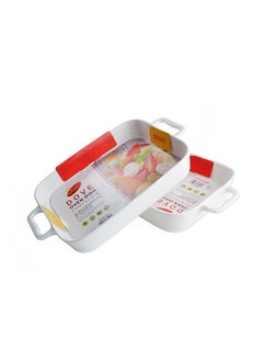 Dove 2-Piece Rectangular Porcelain Baking Dish With Handles 16 Inch 41x24.8x6CM White  - Image 3