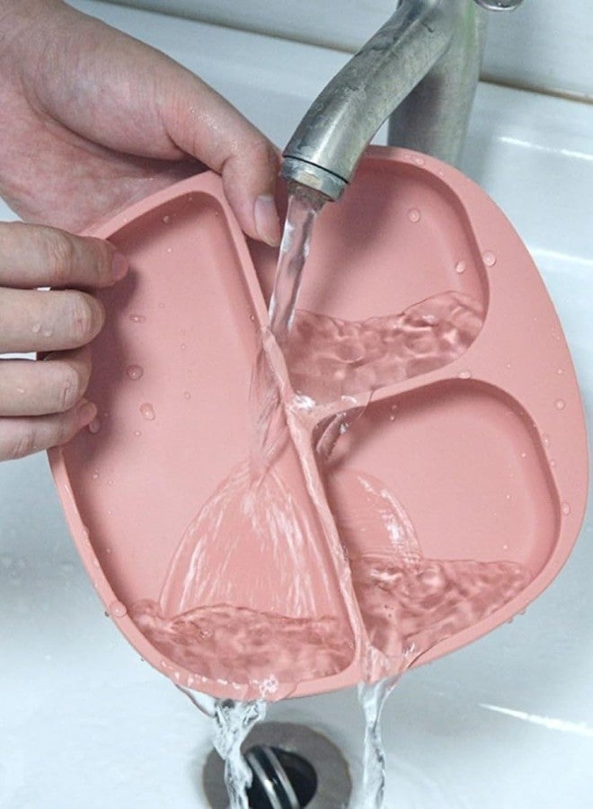 Dhyankeshwer Unbreakable Silicone Dish for Baby Feeding, Divided Plates with 3 Strong Suction Cups, Dishwasher & Microwave Oven Safe, BPA Free Non-Slip Base Babies (Pink) - Image 5