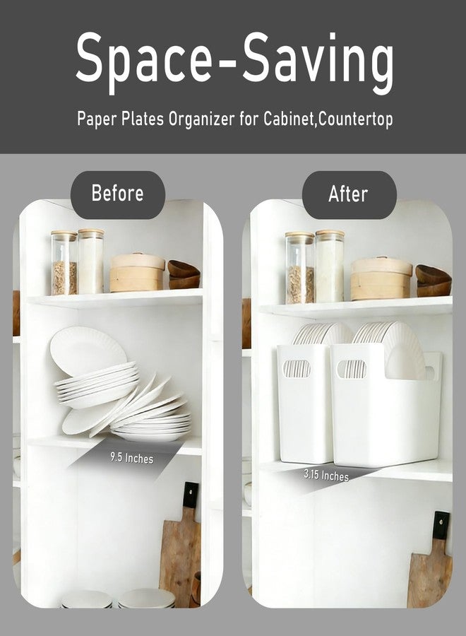 Pesilo Paper Plate Dispenser for 6-10 Inch Disposable Plates, 2 Pcs Space Saving Plastic Foam Paper Plates Storage Organizer for Kitchen Cabinet Countertop RV or Outdoor Party, Table Storage Organizer - Image 4
