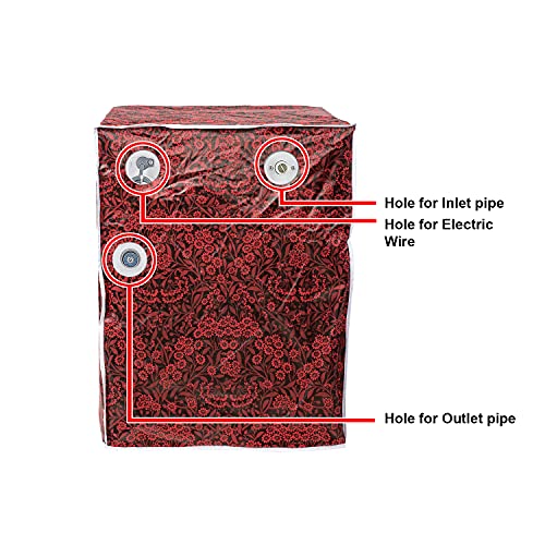 Classic® Front Load Washing Machine Cover Suitable for LG 5.5 Kg, 6 Kg, 6.5 Kg (50cmsX63cmsX81cms, Red Flower) - Image 5