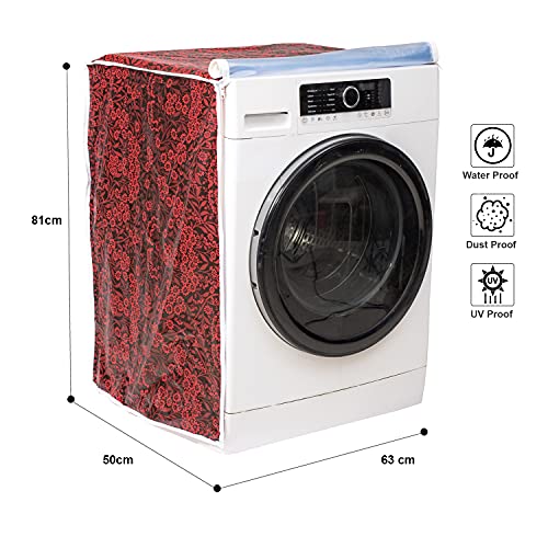 Classic® Front Load Washing Machine Cover Suitable for LG 5.5 Kg, 6 Kg, 6.5 Kg (50cmsX63cmsX81cms, Red Flower) - Image 3